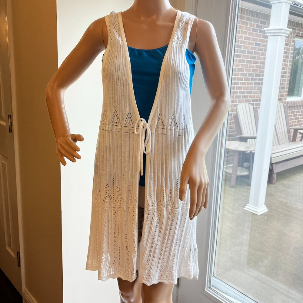 August Silk Sweater Cardigan with Tie Brand New Size Large Petite